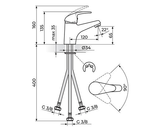 slavina za lavabo,king,j301003,sa 3 cevi